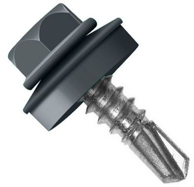 Саморез кровельный со сверлом 5,5х32 RAL 7045 телегрей 1 - фото